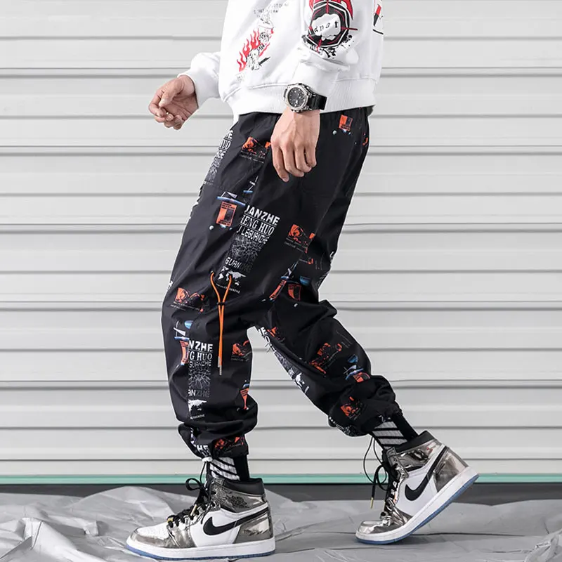 Мужские брюки с принтом FAVOCENT повседневные свободные до щиколотки из полиэстера