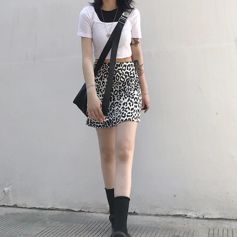 

Women's Skirt Leopard Harajuku Kawaii High-Waisted Dropshipping Streetwear Korean Vintage Aesthetic Oversized Gothic Clothing