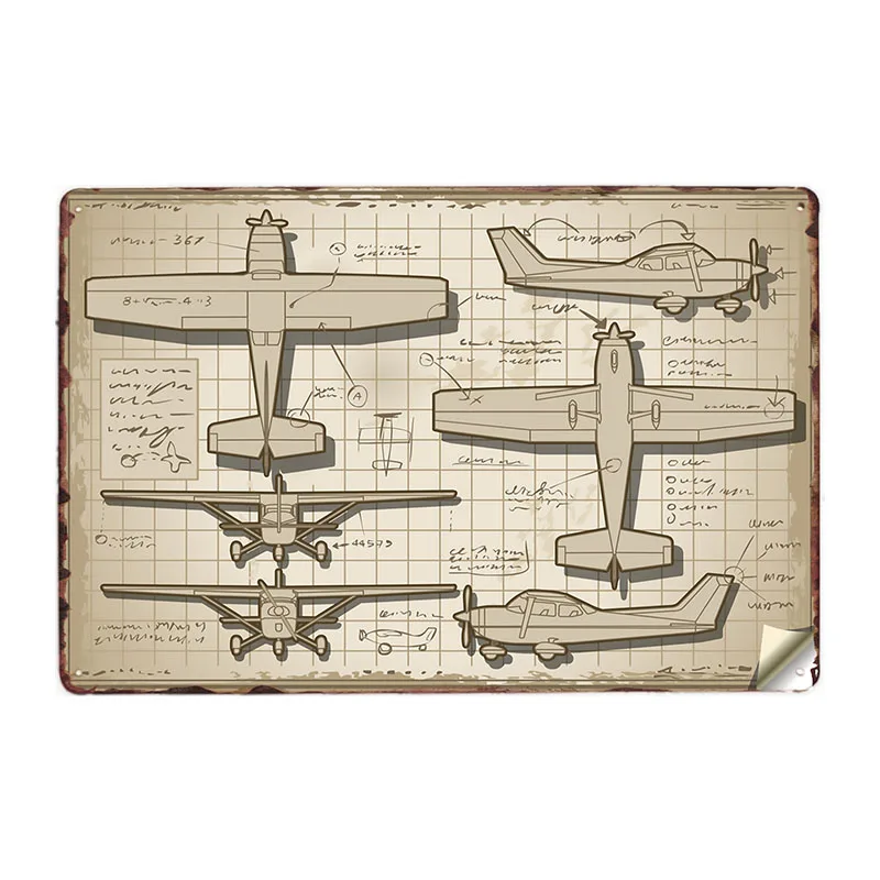 Американский Классический самолёт истребитель металлические знаки настенная