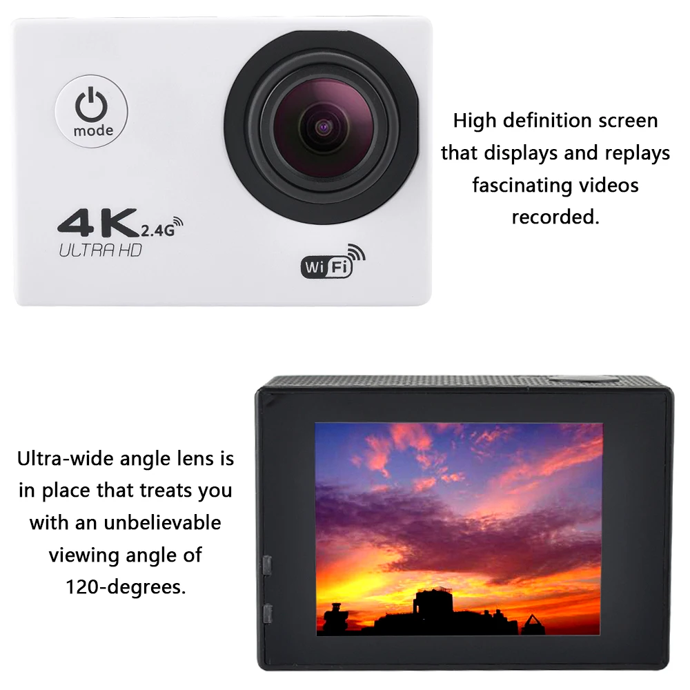 Фото мини-камера F60R 4K wifi Full HD 1080P Экшн-камера Водонепроницаемая 30 м 120 градусов широкоугольный для экстремальных видов спорта на открытом воздухе