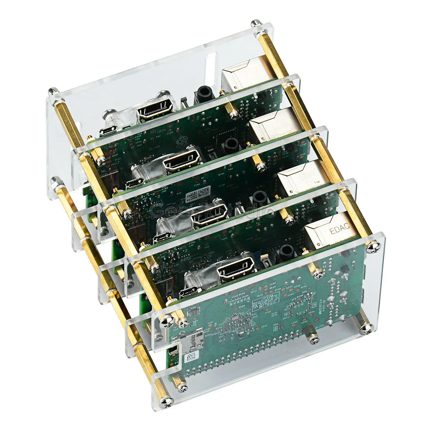 Raspberry Pi 4 чехол Корпус акриловый кластер слойный с охлаждающим вентилятором для