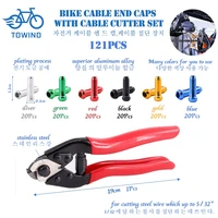 121pcs bike cable end caps with cable cutter set 121pcs 6 colors cable end crimps brake cable end caps