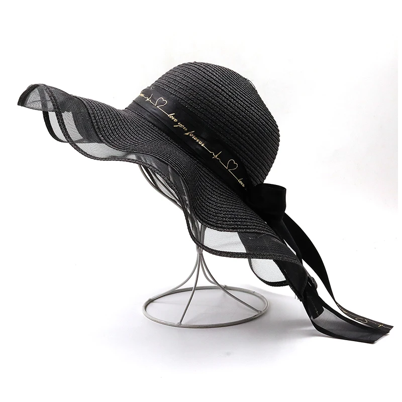 Простая соломенная шляпа с широкими полями для девушек кружевные пляжные шляпы