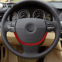 car styling suede car wrapping abs for bmw 5 6 7 series f10 f18 f11 f12 f13 f01 f02 steering wheel steering button cover sticker
