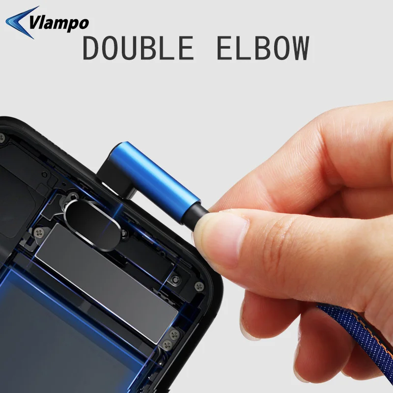 VLAMPO 1 м 2 90 градусов зарядный кабель зарядное устройство Micro usb type-C Быстрая зарядка