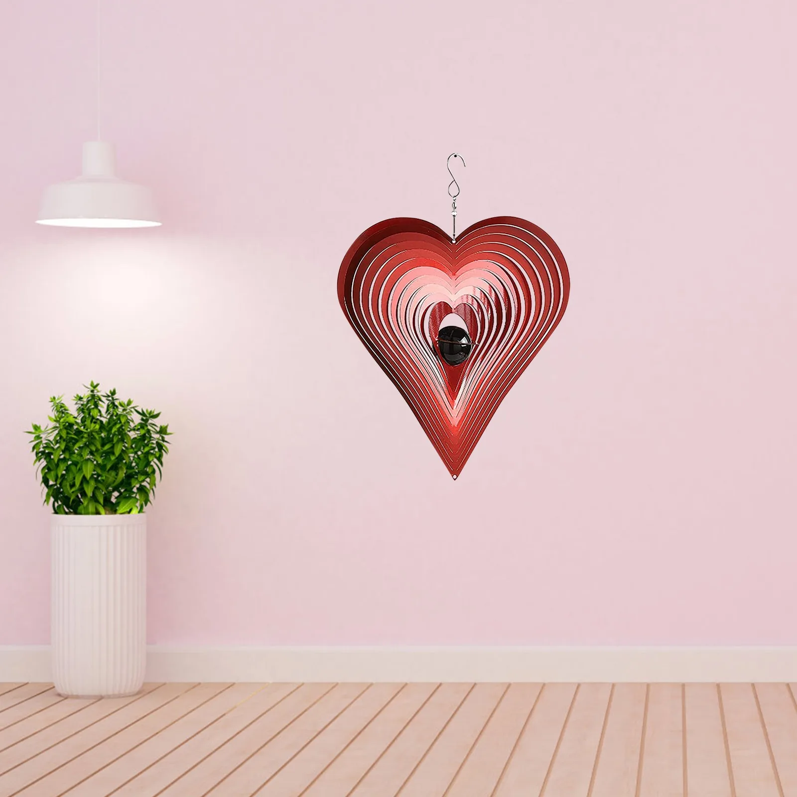 3DHeart красный любящее сердце ветра скульптуры висит ветряной колокольчик с