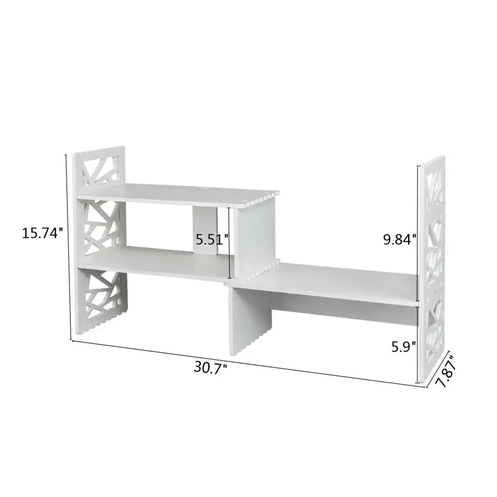 

Expandable Openwork Desktop Bookshelf Organizer Shelving Unit White Matte F