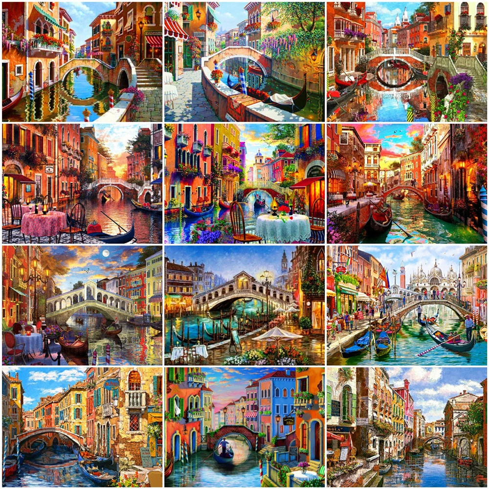 

HUACAN Раскраска по номерам Diy город пейзажные наборы картина маслом по номерам Венеция ручная роспись современного искусства стены