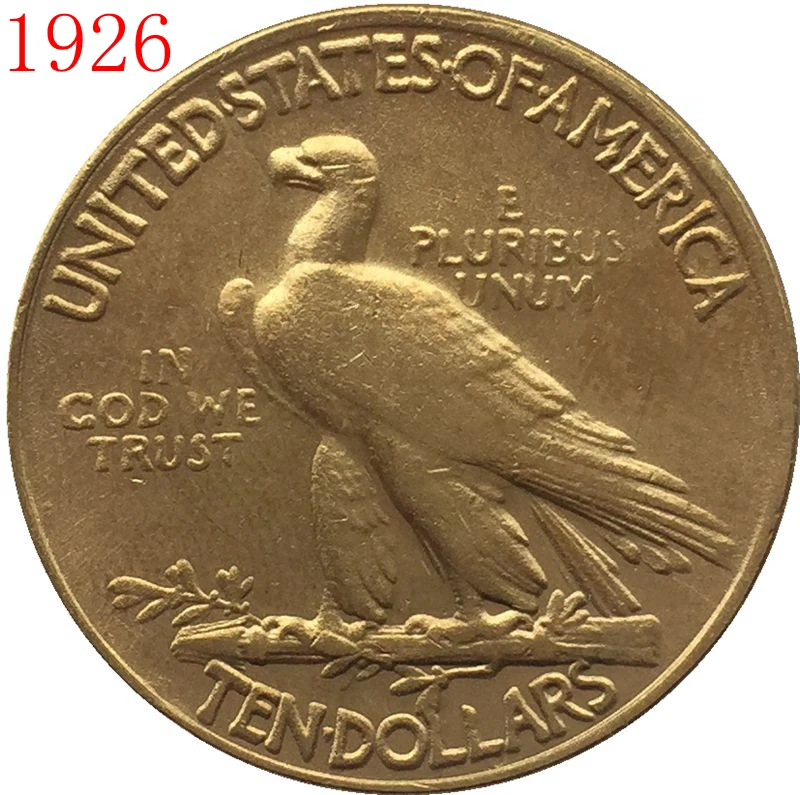 24 K позолоченный 1926 $10 золото индийская половина монета с изображением орла