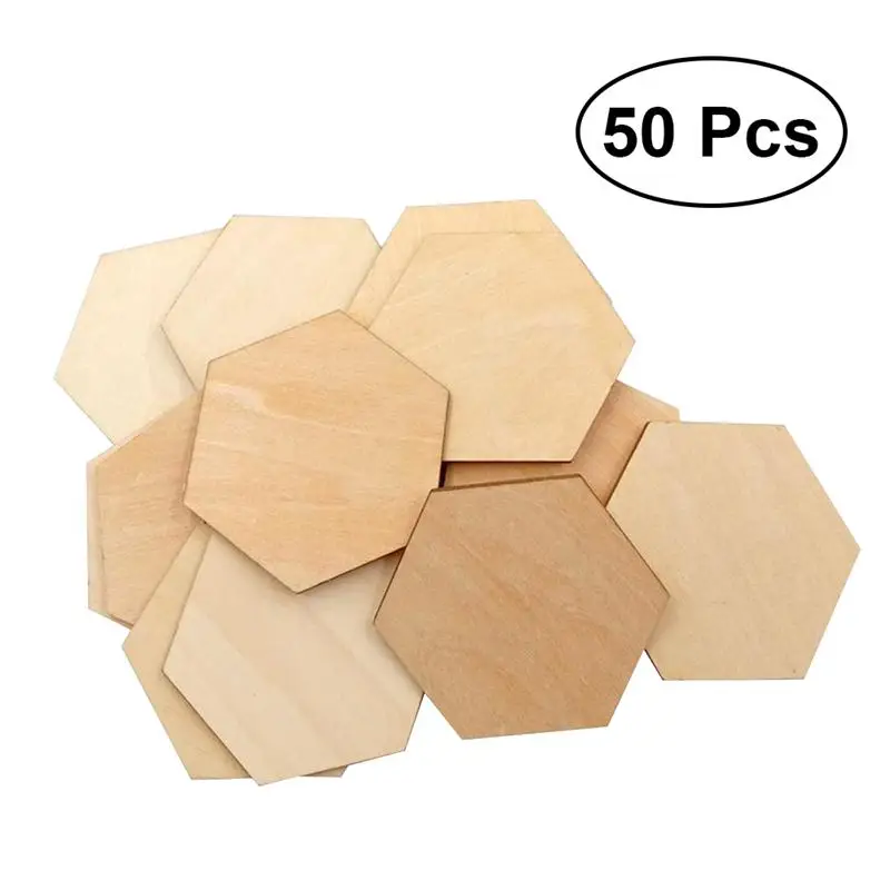 60mm 50 шт. бук деревянный шестигранный орнамент из кусочков деревянные формы украшения, Декор DIY ремесленные украшения - Цвет: 60mm