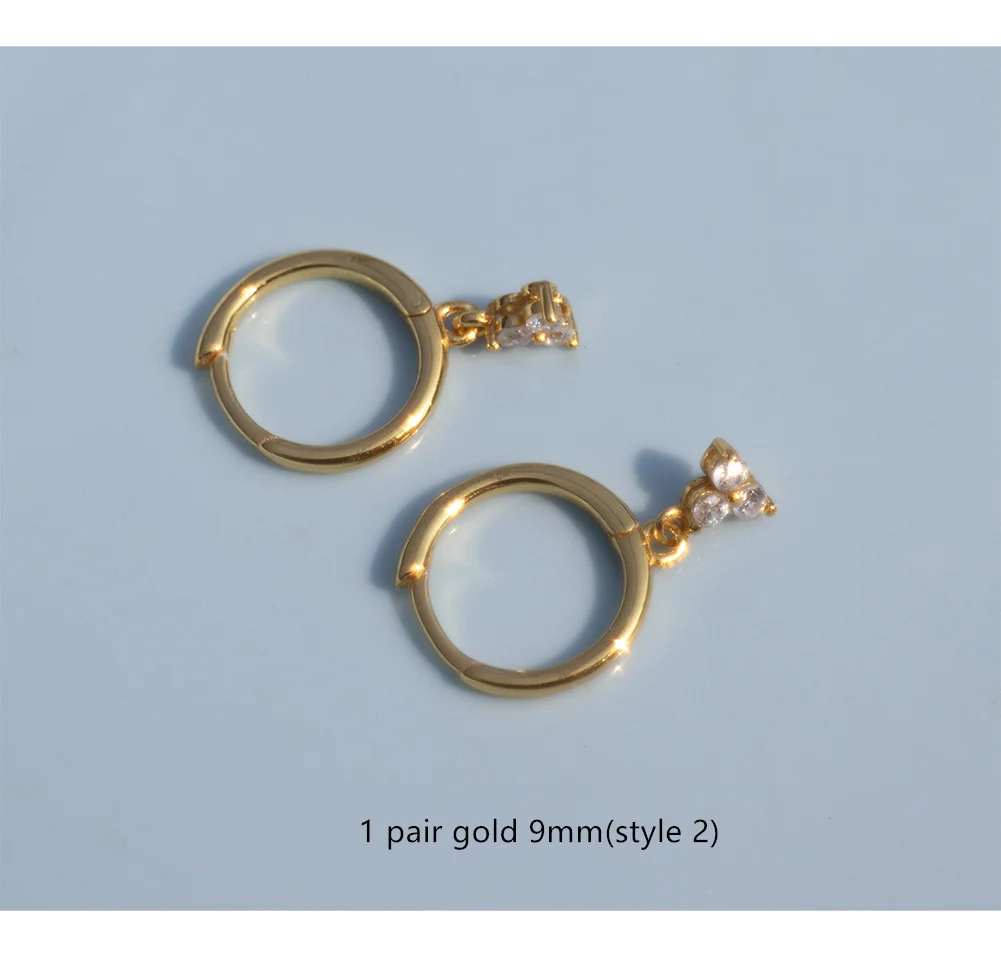 1 pair gold 9 mm Серьги из стерлингового серебра 925 пробы, модные циркониевые капли воды, маленькие серьги-капли, кольцо для ушей, Милые простые трендовые женские серьги jewe - Окраска металла: 1 pair gold 9 mm