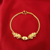 fashion 14k gold bracelet for women wedding engagement anniversary jewelry yellow gold chain bracelet lucky birthday gifts