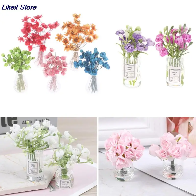 1 шт. миниатюрная ваза для кукольного домика цветов жасмин стеклянный высушенный