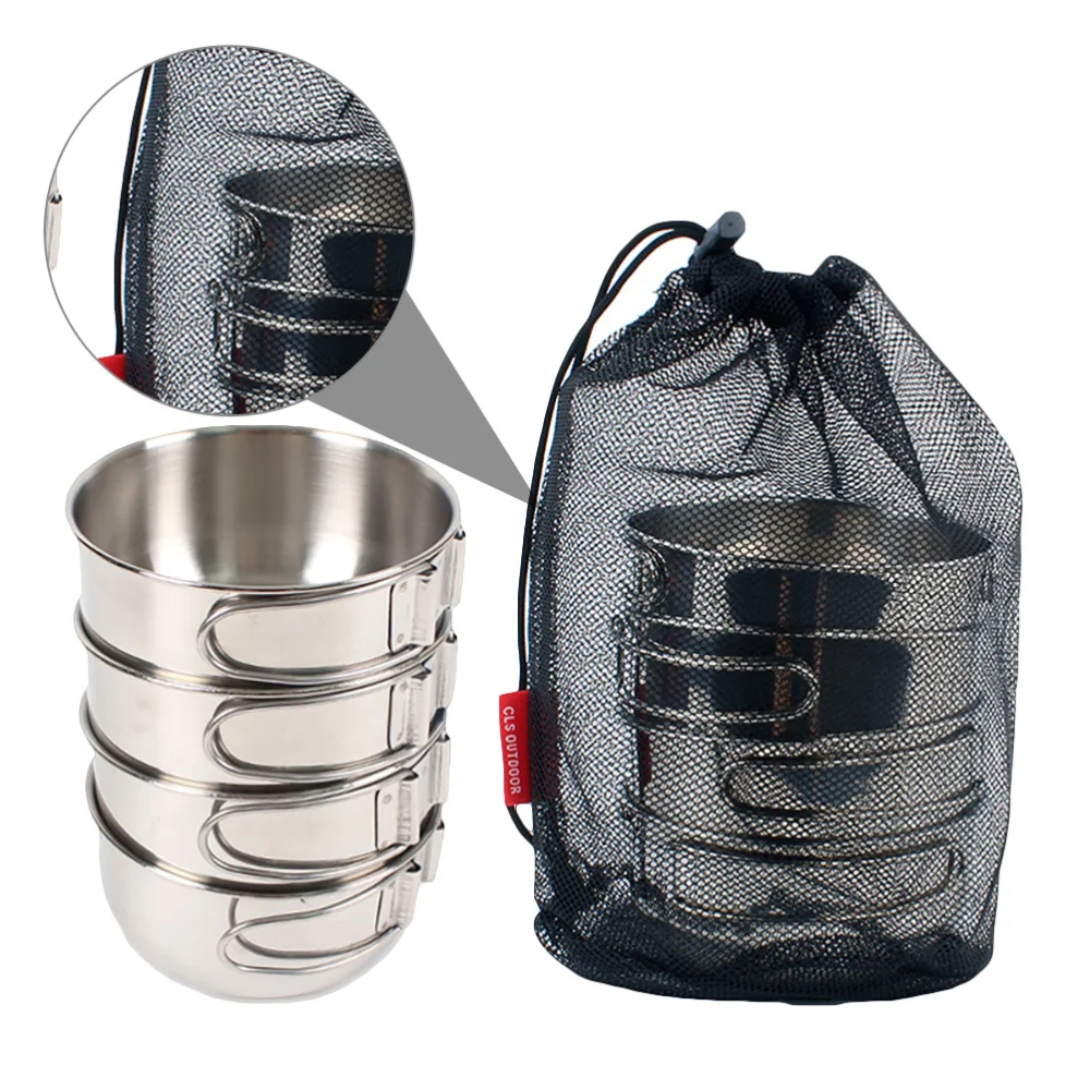 4 шт. портативная миска для еды мини из нержавеющей стали барбекю кемпинга