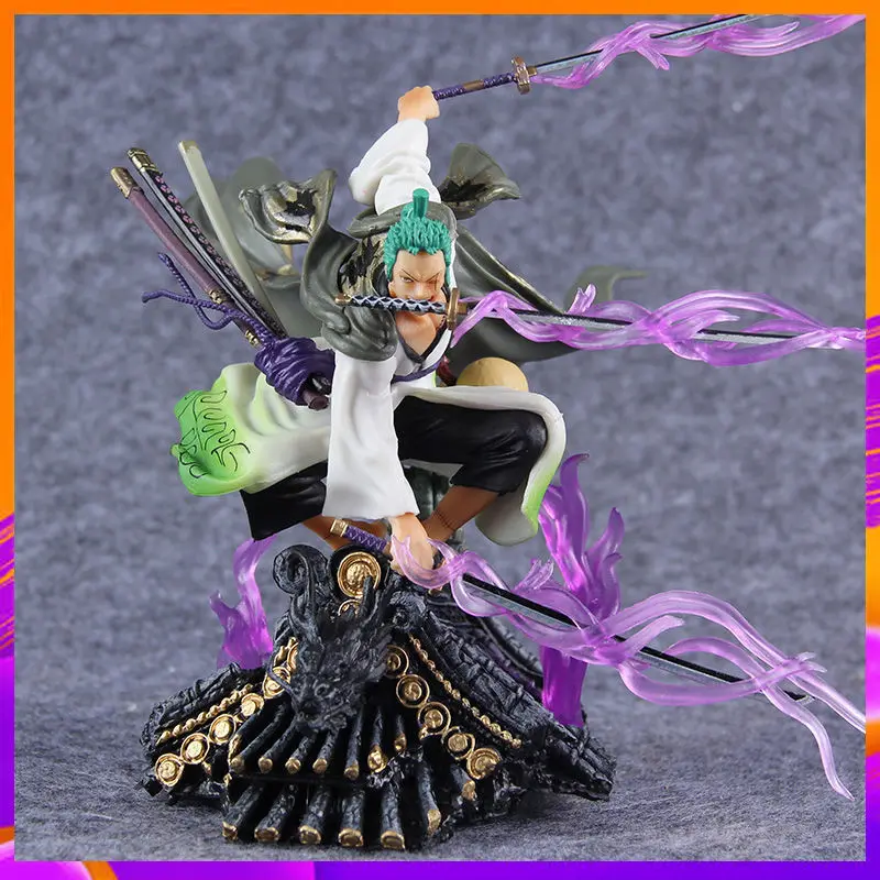 

One Piece Hand-made Ornaments Dolls Wano Kuni Rooftop Black Dragon Head Three Swords Hand-made Ornaments Exquisite Gifts