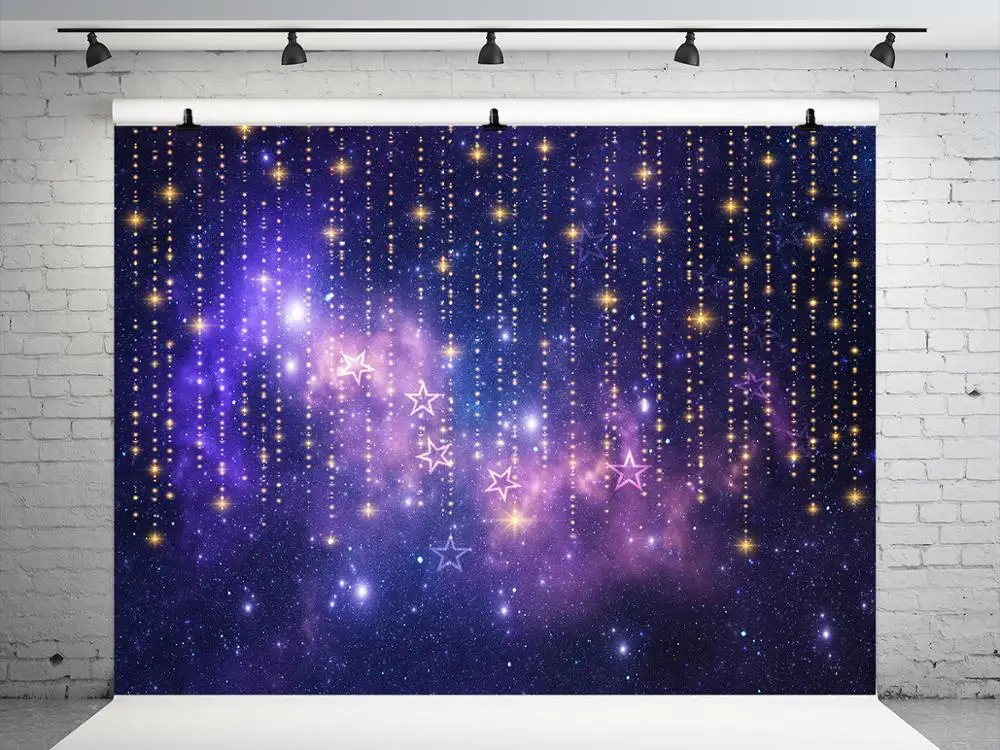 Винилбдс 10х10фт голубое звездное небо фон для фотосъемки мерцающие маленькие