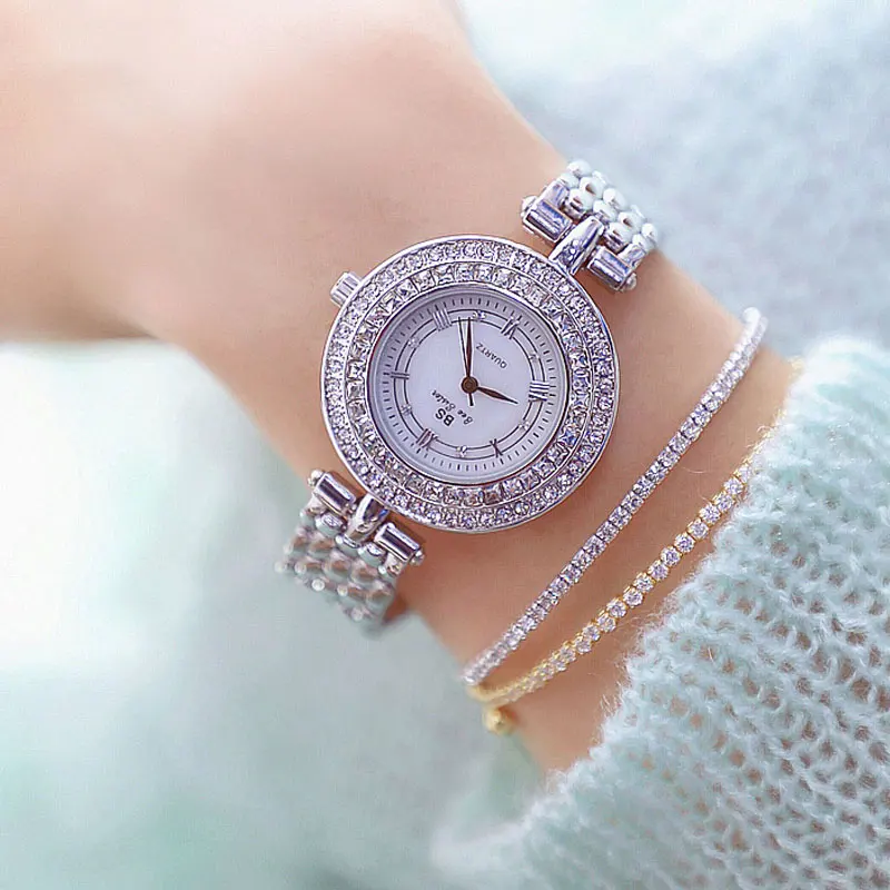 Золотые серебряные роскошные бриллиантовые водонепроницаемые кварцевые