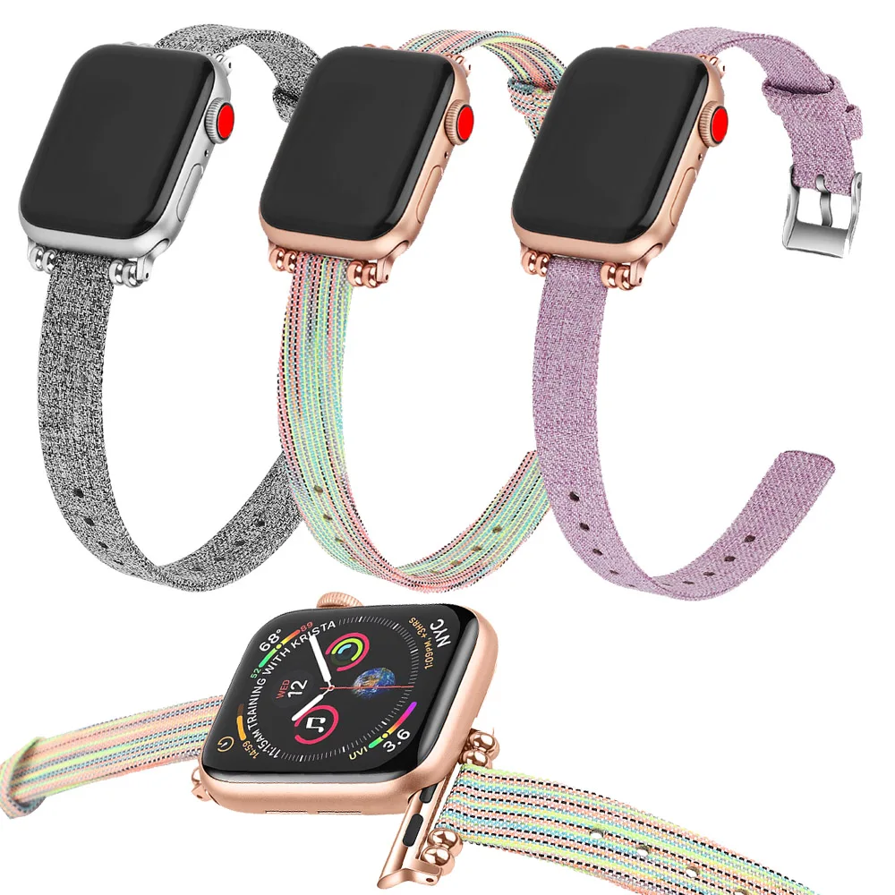 

For Apple watch band 44mm 40mm 42mm 38mm Nylon Strap smartwatch wristband belt sport loop bracelet iWatch series 3 4 5 6 se band