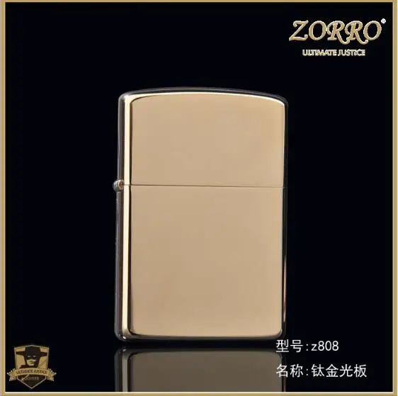 Оригинальная зажигалка zorro с двумя струями пламени, ветрозащитная Белая Стальная внутренняя подкладка, медный чехол, газовая надувная Зажигалка для прикуривателя - Цвет: Золотой
