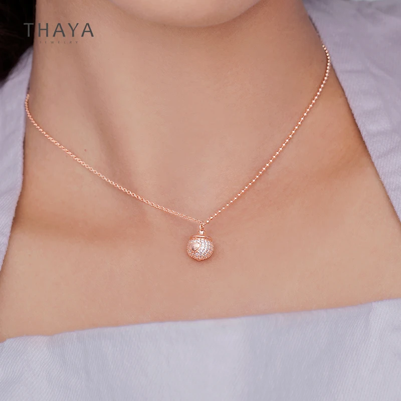 Thaya настоящее Серебро s925 желудь ожерелье 45 см покрытое 18 К розовым золотом