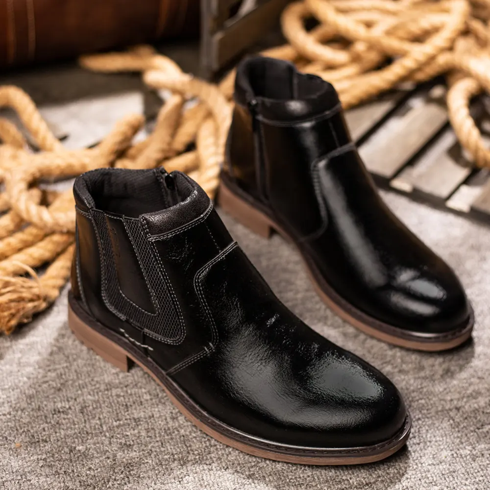 

Fashion New Men Boots Leather 2021 Autumn Winter Vintage Style Ankle Short Chelsea Boot Man Footwear Botas Hombre Men Shoes