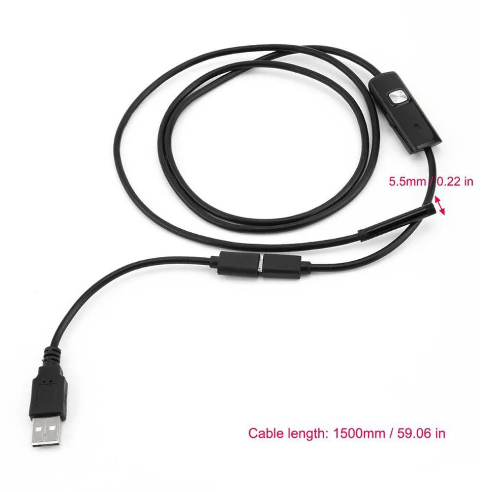 5,5 мм эндоскоп камера HD USB эндоскоп с 6 светодиодный 1,5 м жесткий кабель Водонепроницаемый эндоскоп обнаружения для Android PC
