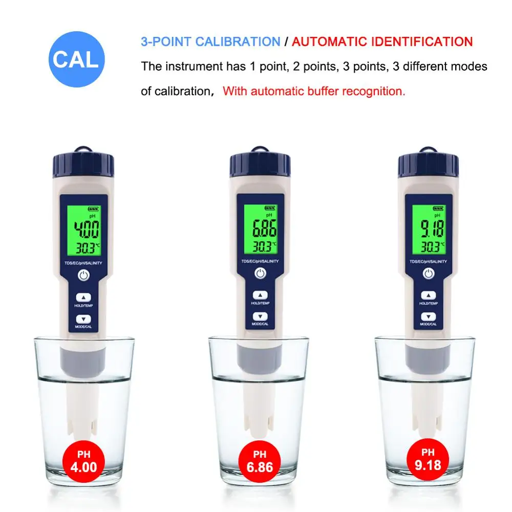 Тестер качества воды Yieryi 5 в 1 TDS/EC/PH/солености/TEMP Сменный электрод | Инструменты