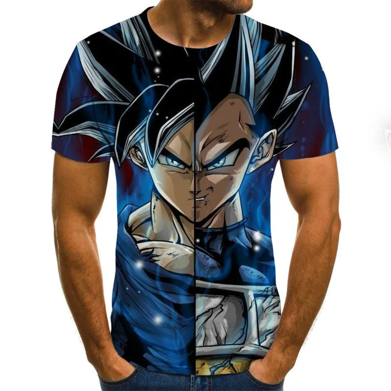 

Men's Fashion Anime cartoon T Shirt O-neck 3D Printing Goku T-shirt Men T shirts Short Sleeve Children Anime Cartoon tops tees
