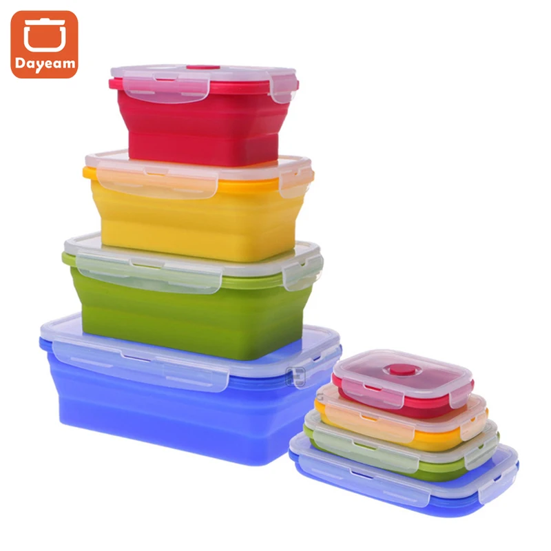 Складной силиконовый Ланч бокс для путешествий на открытом воздухе Силиконовый