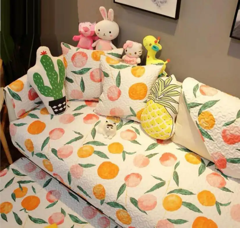 Fruit Хлопковый чехол для дивана противогрязный нескользящий коврик для собак с принтом фруктов подушка для дивана полотенце один/два/три сиденья чехол для гостиной - Цвет: Fruit