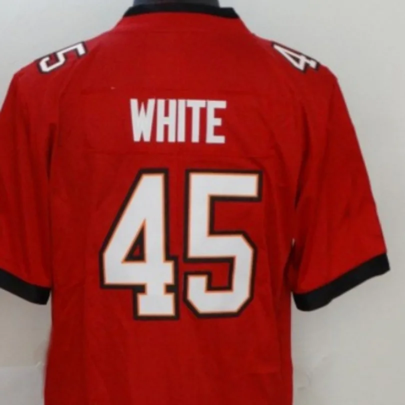 

American Stitch White 45 Red White Gray And Black Embroidery Buccaneers Football Jersey For Mens S,M,L,XL,XXL,XXXL
