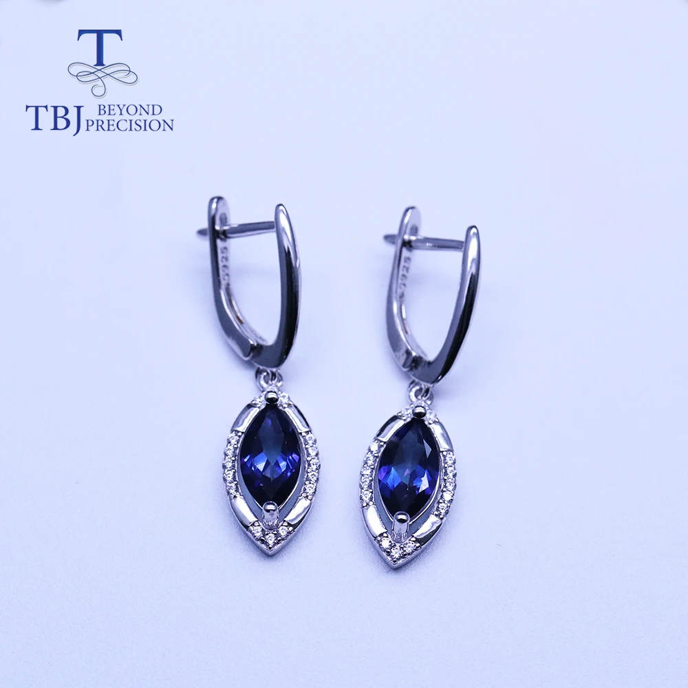 Синяя серьга с топазом mq 5*10 мм 2.3ct настоящий драгоценный камень ювелирные изделия из стерлингового серебра 925 пробы для женщин tbj продвижение