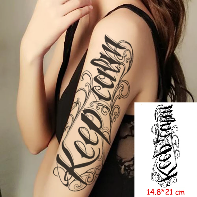 

Tattoo Sticker Waterproof Temporary Letter keep clam flower Body Art Arm band Shoulder Chest Art Women/Men Hot Sale 14.8*21 cm