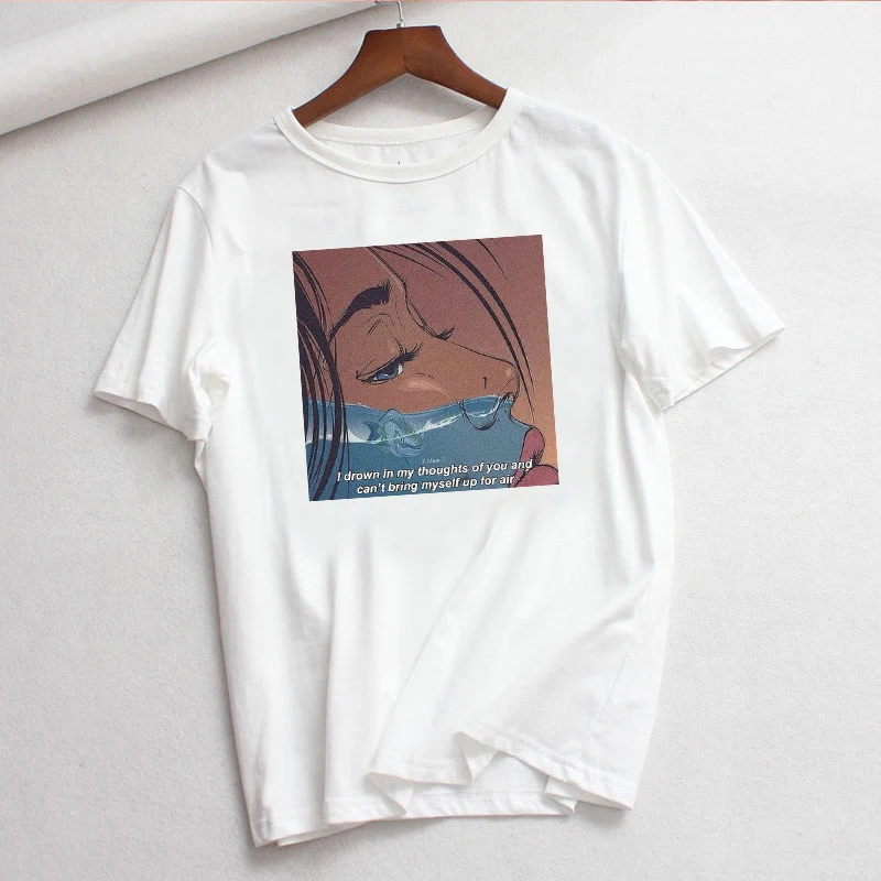 Летние свободные женские Топы Harajuku с принтом дьявола и надписями футболки