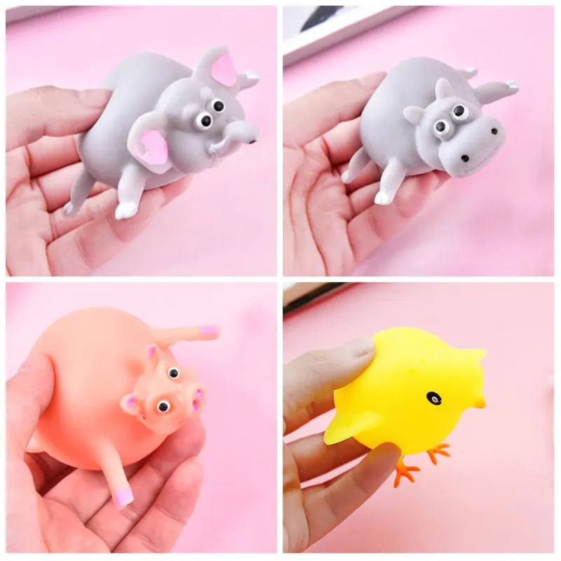 

Creative Soft Rubber Inflatable Chicken Hippo Pop Up Animal Blow Balloon Animal Stress Relief Squeeze Toy Prank Gift