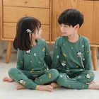 Детская Пижама для мальчиков и девочек, зимняя пижама с длинными рукавами, хлопковый спальный костюм, детская пижама для подростков
