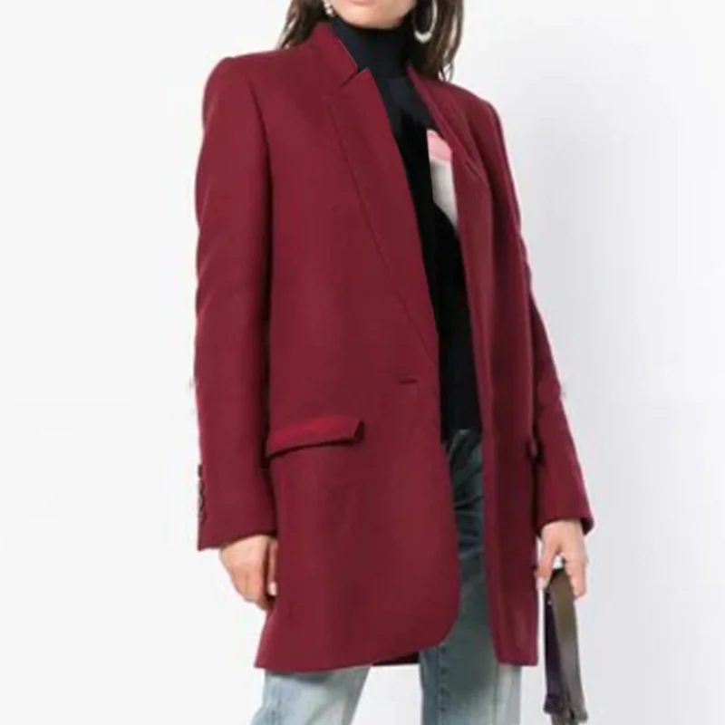 

Wool & Blends Ladies Stand-collar Slim-fit Fashion Clothes Chaqueta Mujer Blazer Coat Woolen Coat Women Jacke Winter Basic Coats