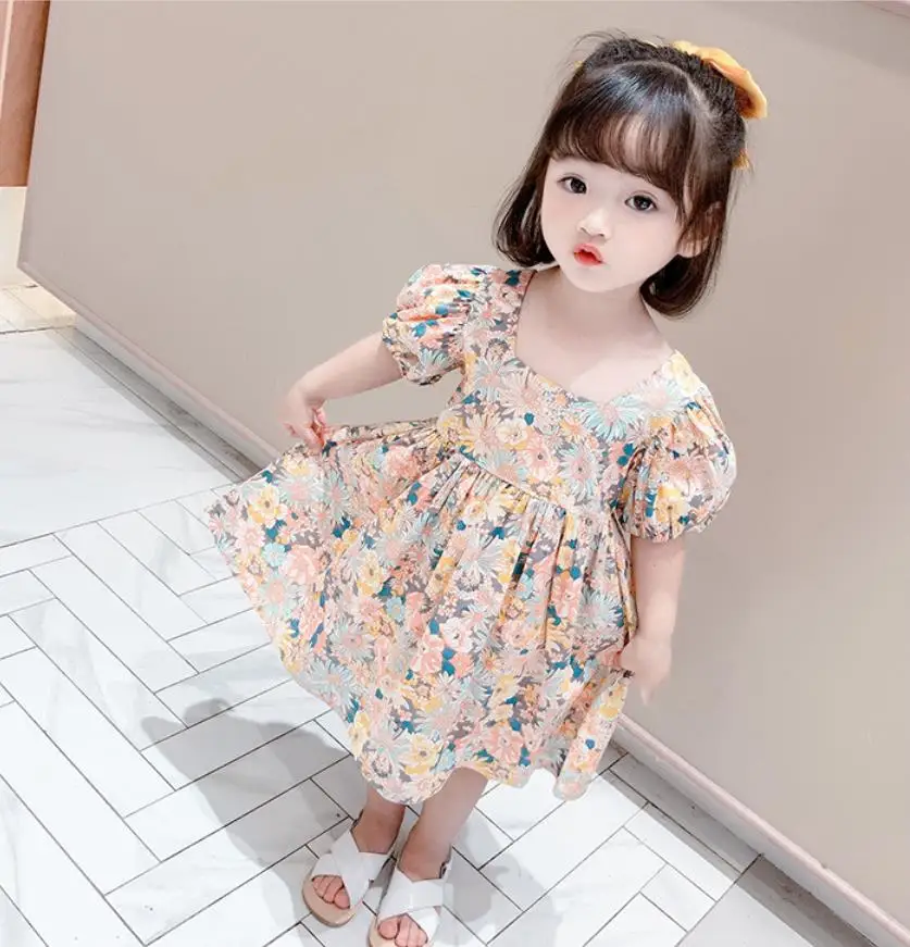 

Baby Girls Dresses Spring Baby Girls Princess Clothes Set Children's Long Sleeve Floral Tops Strap Dress for Girls Clothes Sets