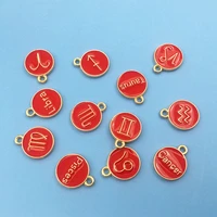 12pcslot 12 constellation enamel charms earrings accessories for jewelry metal craft letters bracelet creative pendant supplies