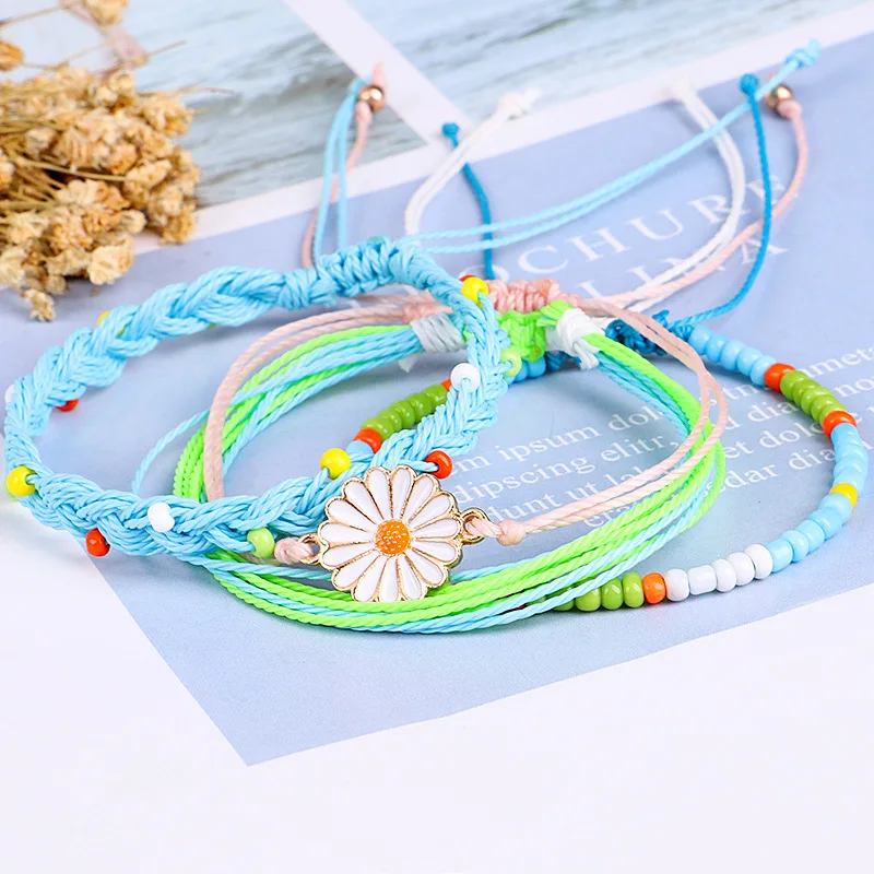 ABL194 синий Цвет Дейзи цветок бусины ручной работы льновеньковые сплетенные