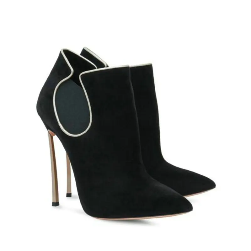 Элегантные свадебные женские ботинки из искусственной замши на тонком высоком