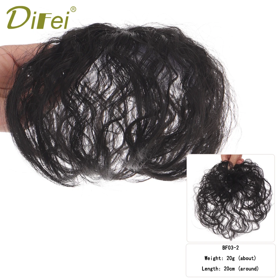 Короткие вьющиеся челки для парика DIFEI черные коричневые натуральные