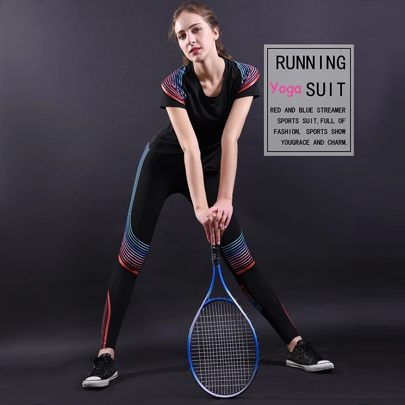 2 шт./компл. Спортивные леггинсы рубашки спортивный костюм женские печать