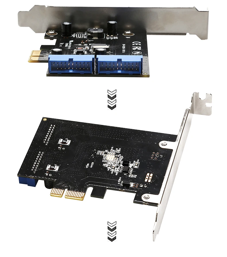 High 20 pin compatible PCIE to dual extended front panels start interface card switching CARDS from the power supply 5 GBPS enlarge
