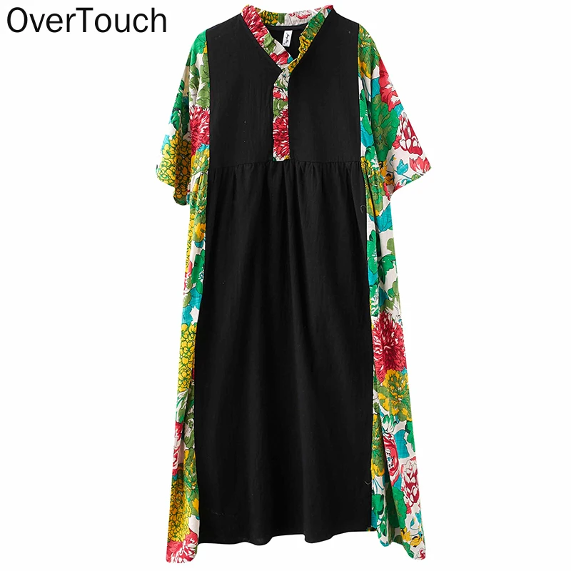 

Plus Size Summer Dress Women Vestidos Sundress Flowers Print Black Vintage Long Dress Oversize 2021 Loose Casual 4XL 5XL
