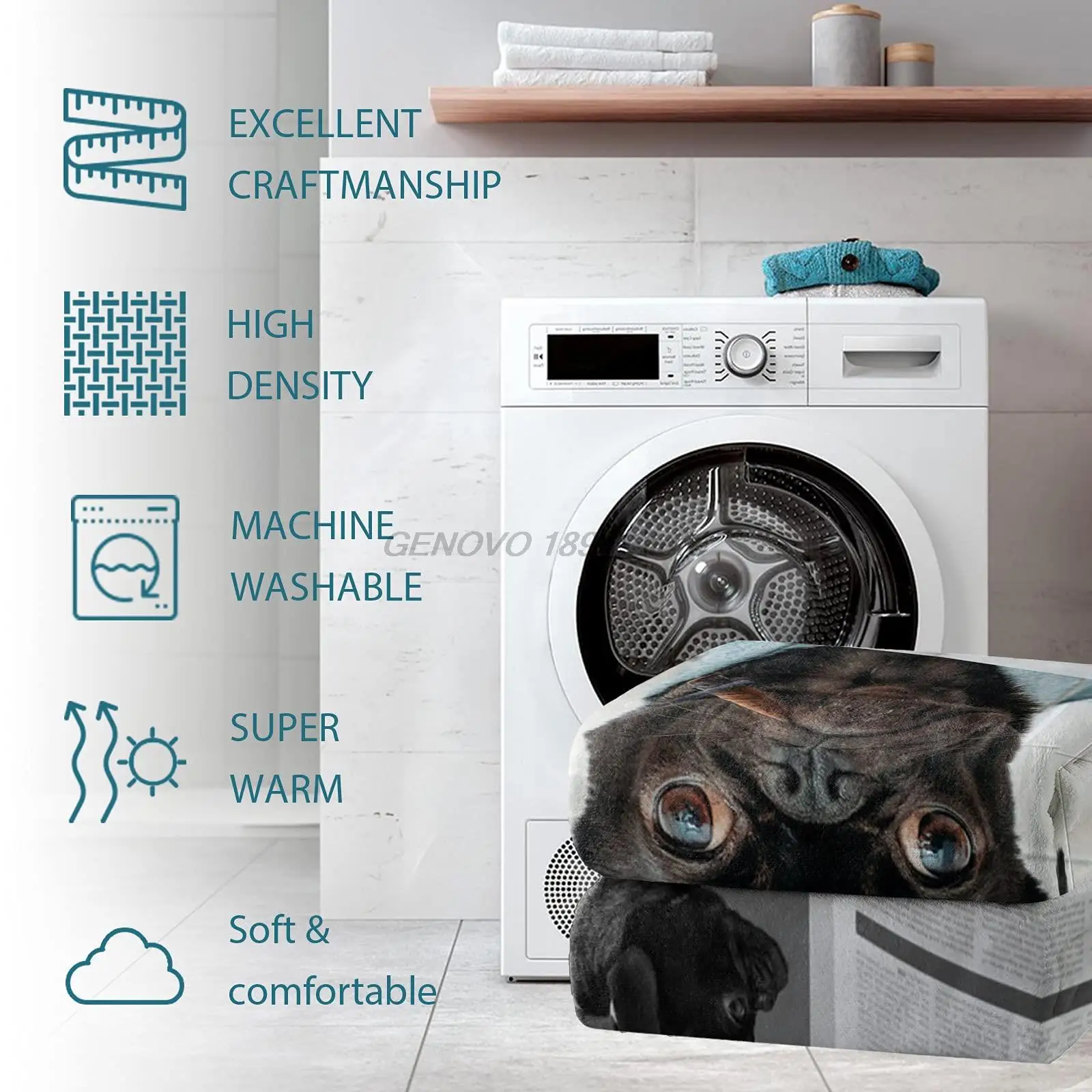 Одеяло флисовое Полноразмерное одеяло легкое Фланелевое для мопса сидящего на