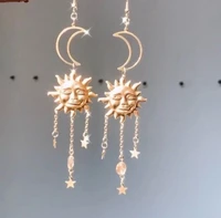 handmade sunny stars statement dangles in two stoneshypoallergenic aesthetic jewelry