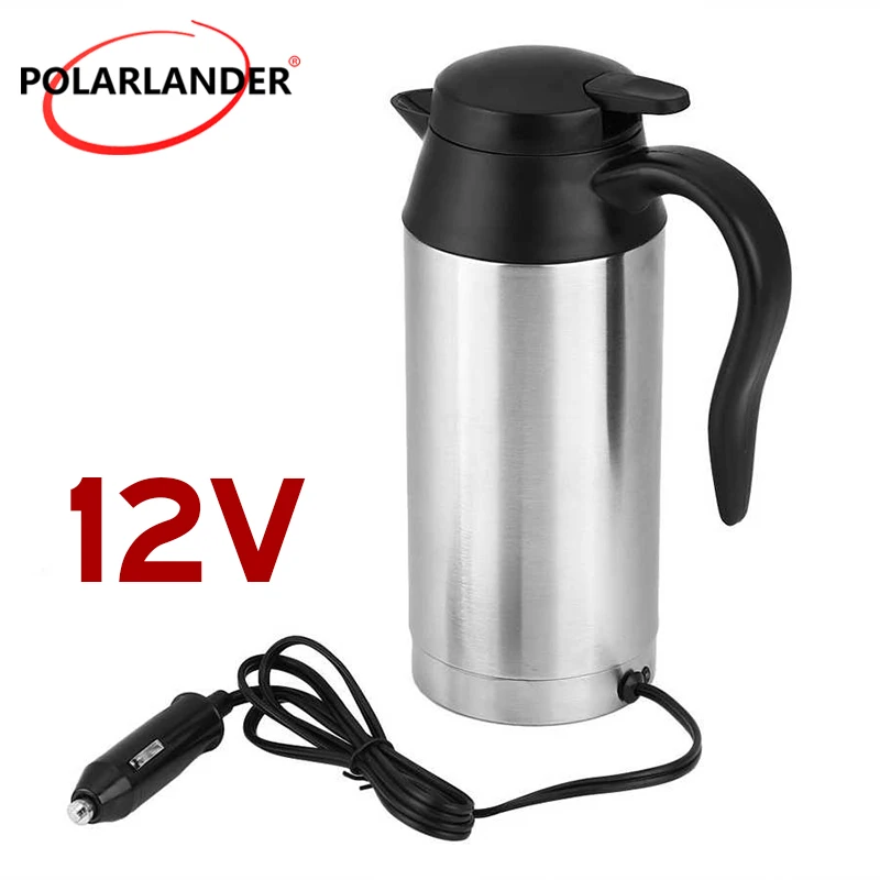 

Car Electric Kettle 750ml Stainless Steel Cigarette Lighter Max 100℃ 12V/120W 24V/240W Food-grade PP High-quality Silica Gel