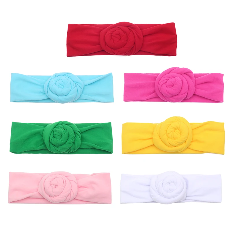 

New Baby Headband solid color flower knot headband baby cotton headdress