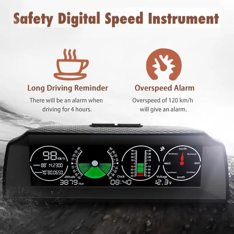 VODOOL gps GO-2 Многофункциональный al умный автомобильный измеритель наклона компас инклинометра Спидометр Функция измерения высоты